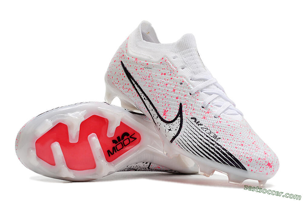 Nike Air Zoom Mercurial Vapor 15 Elite FG Low-Tops Soccer Cleats - White/Pink/Black 1
