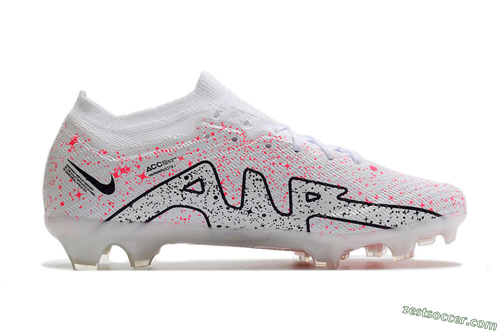 Nike Air Zoom Mercurial Vapor 15 Elite FG Low-Tops Soccer Cleats - White/Pink/Black 4