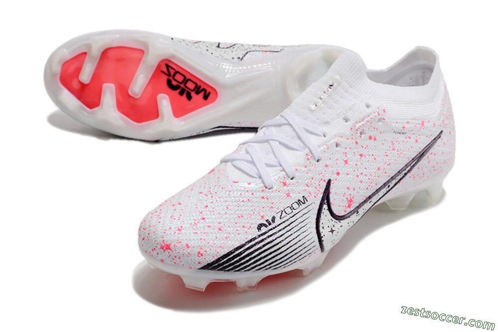 Nike Air Zoom Mercurial Vapor 15 Elite FG Low-Tops Soccer Cleats - White/Pink/Black 3
