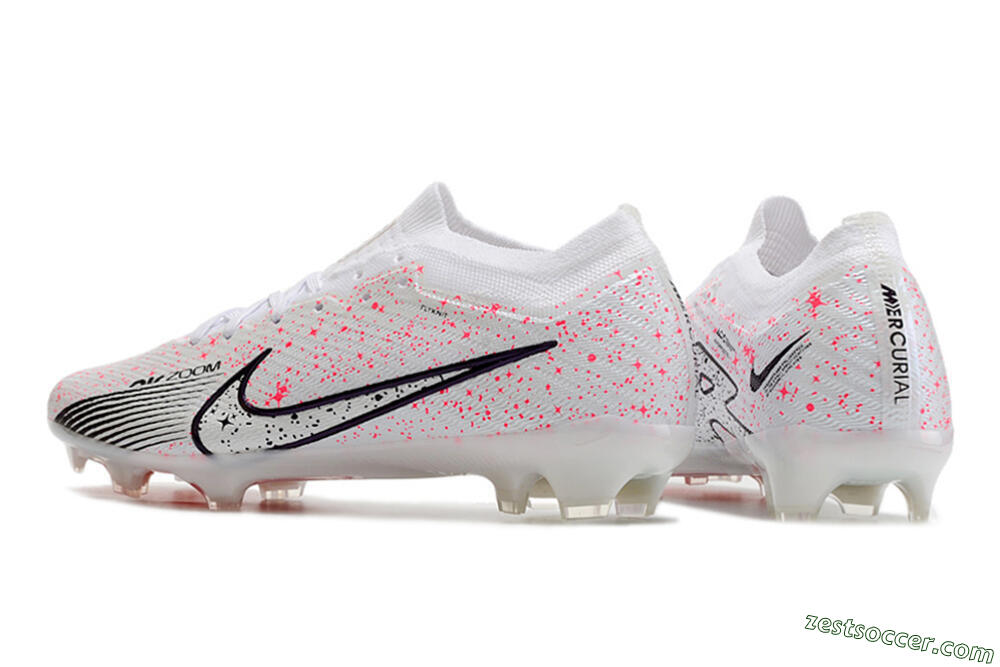 Nike Air Zoom Mercurial Vapor 15 Elite FG Low-Tops Soccer Cleats - White/Pink/Black 5
