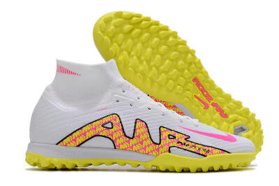 Nike Air Zoom Mercurial Superfly 9 Elite TF High-Tops Soccer Shoes - White/Yellow/Pink