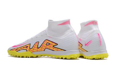 Nike Air Zoom Mercurial Superfly 9 Elite TF High-Tops Soccer Shoes - White/Yellow/Pink