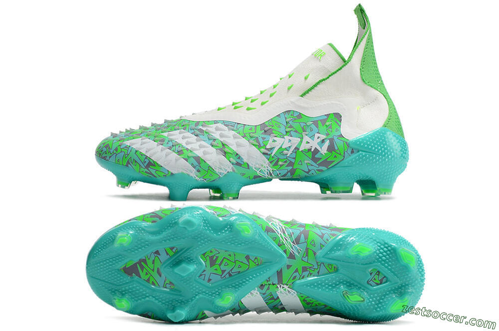 Adidas Predator Freak+ FG High-Tops Soccer Cleats - White/Green 1