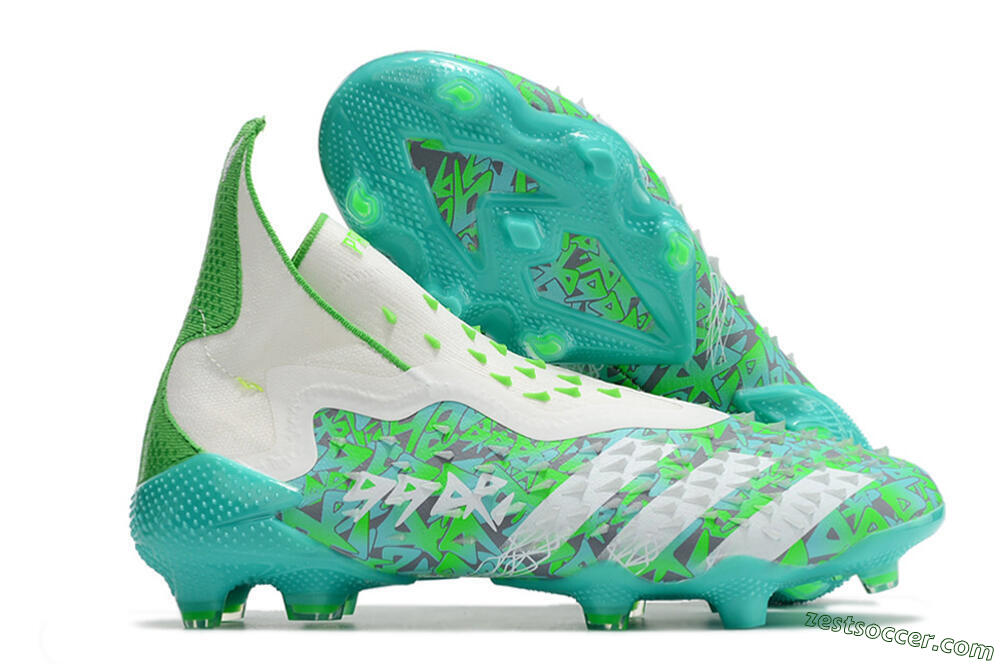 Adidas Predator Freak+ FG High-Tops Soccer Cleats - White/Green 0