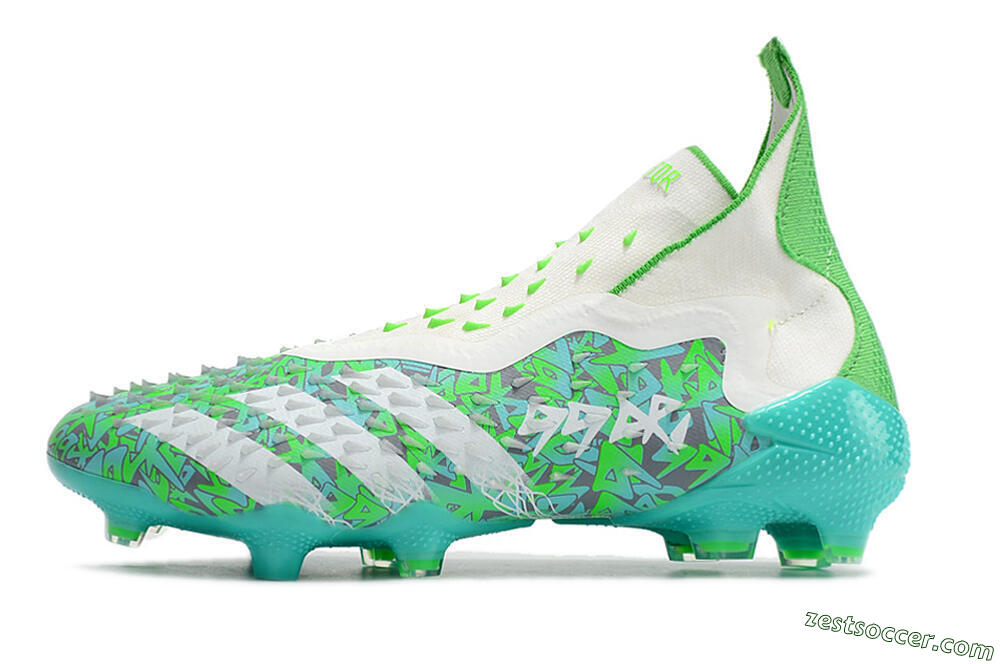 Adidas Predator Freak+ FG High-Tops Soccer Cleats - White/Green 2