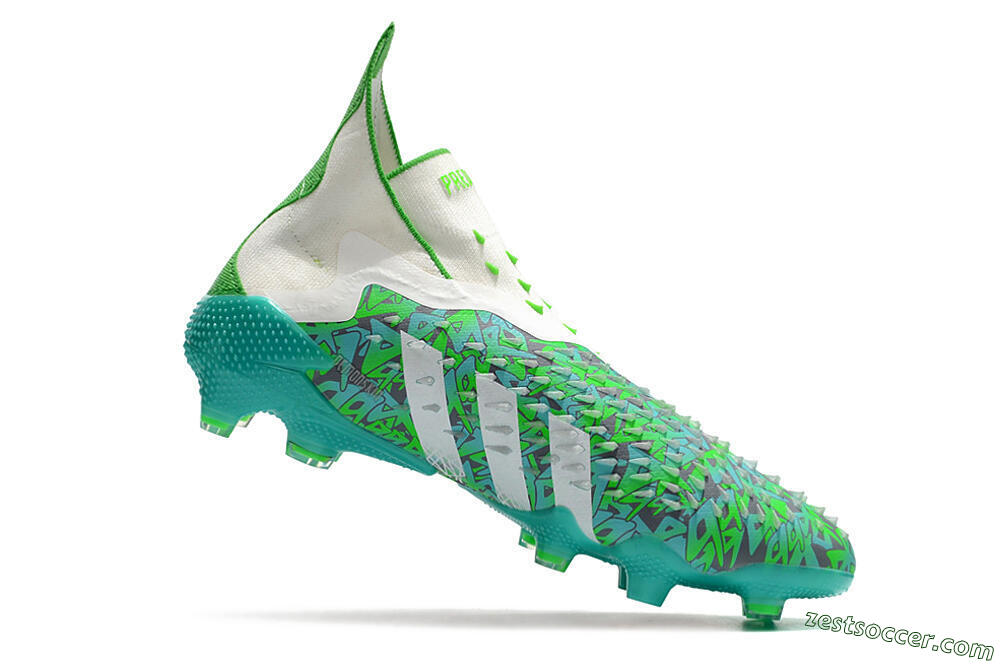 Adidas Predator Freak+ FG High-Tops Soccer Cleats - White/Green 4