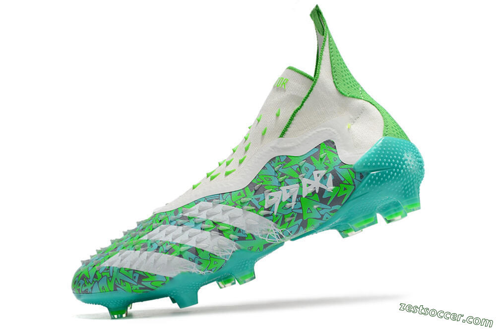 Adidas Predator Freak+ FG High-Tops Soccer Cleats - White/Green 5