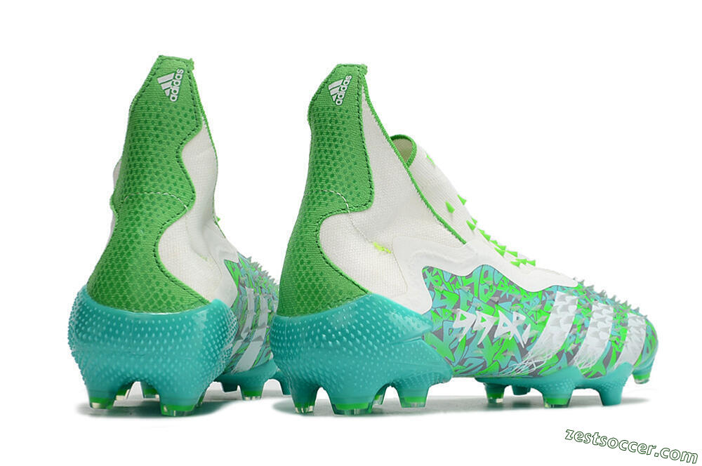 Adidas Predator Freak+ FG High-Tops Soccer Cleats - White/Green 6