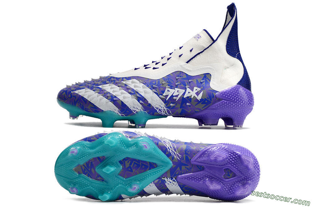 Adidas Predator Freak+ FG High-Tops Soccer Cleats - White/Purple/Blue 1