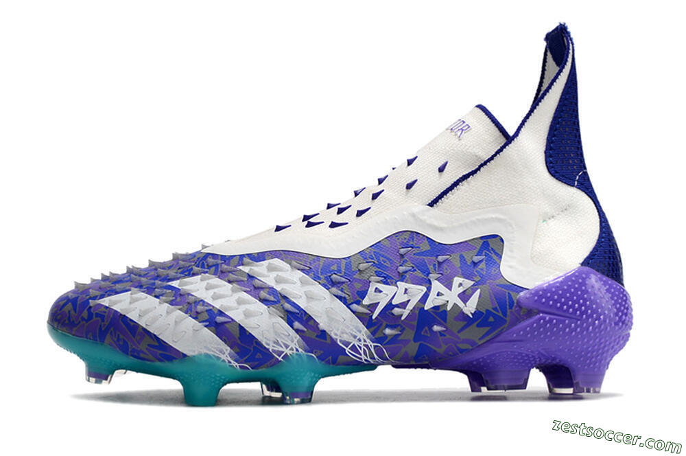 Adidas Predator Freak+ FG High-Tops Soccer Cleats - White/Purple/Blue 2