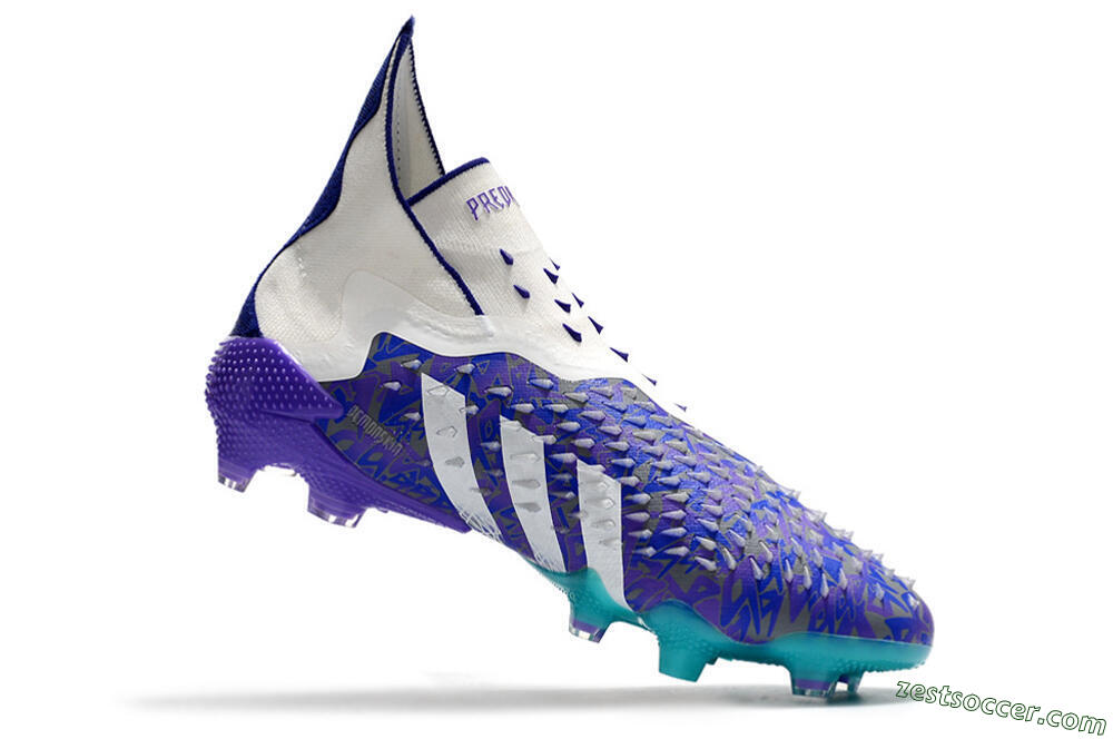 Adidas Predator Freak+ FG High-Tops Soccer Cleats - White/Purple/Blue 4