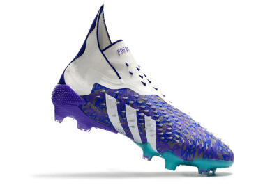 Adidas Predator Freak+ FG High-Tops Soccer Cleats - White/Purple/Blue
