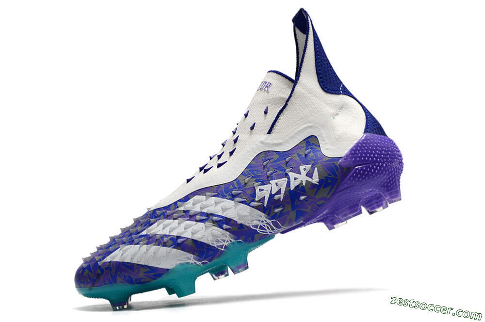 Adidas Predator Freak+ FG High-Tops Soccer Cleats - White/Purple/Blue 5