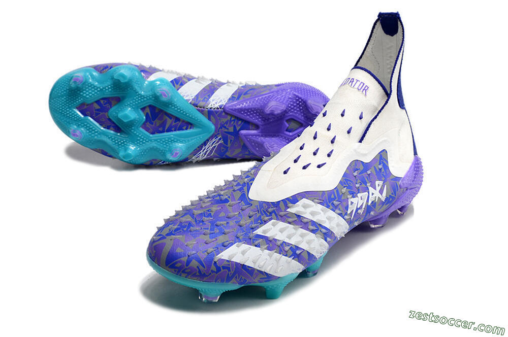 Adidas Predator Freak+ FG High-Tops Soccer Cleats - White/Purple/Blue 3