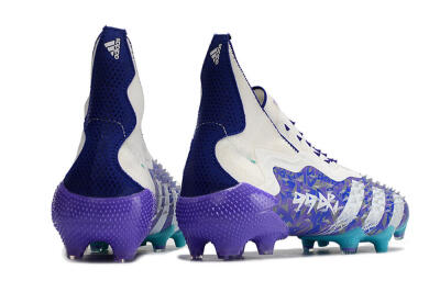 Adidas Predator Freak+ FG High-Tops Soccer Cleats - White/Purple/Blue