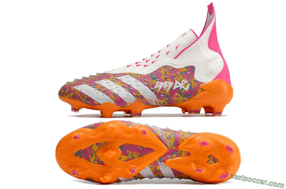 Adidas Predator Freak+ FG High-Tops Soccer Cleats - White/Orange 1