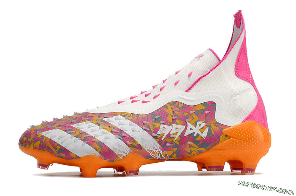 Adidas Predator Freak+ FG High-Tops Soccer Cleats - White/Orange 2