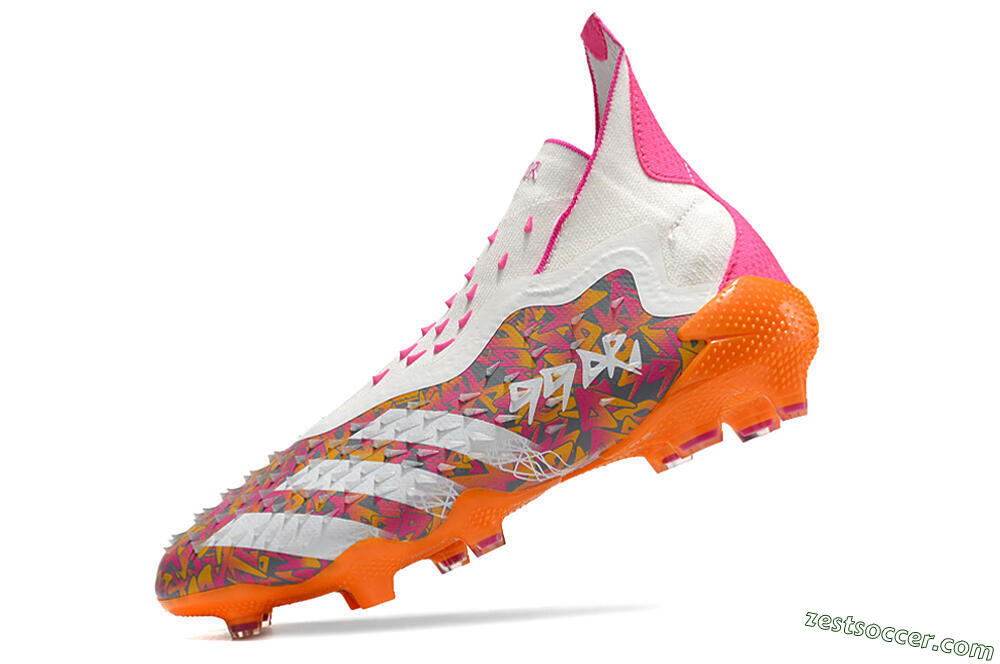Adidas Predator Freak+ FG High-Tops Soccer Cleats - White/Orange 5