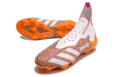Adidas Predator Freak+ FG High-Tops Soccer Cleats - White/Orange