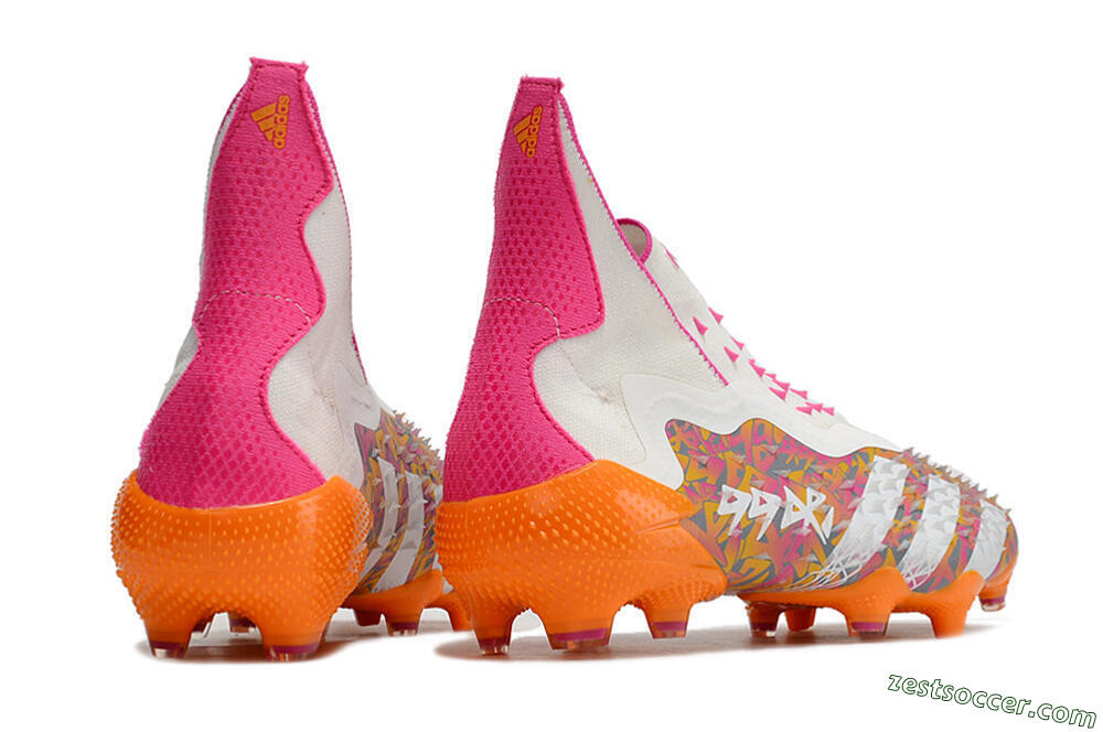 Adidas Predator Freak+ FG High-Tops Soccer Cleats - White/Orange 6