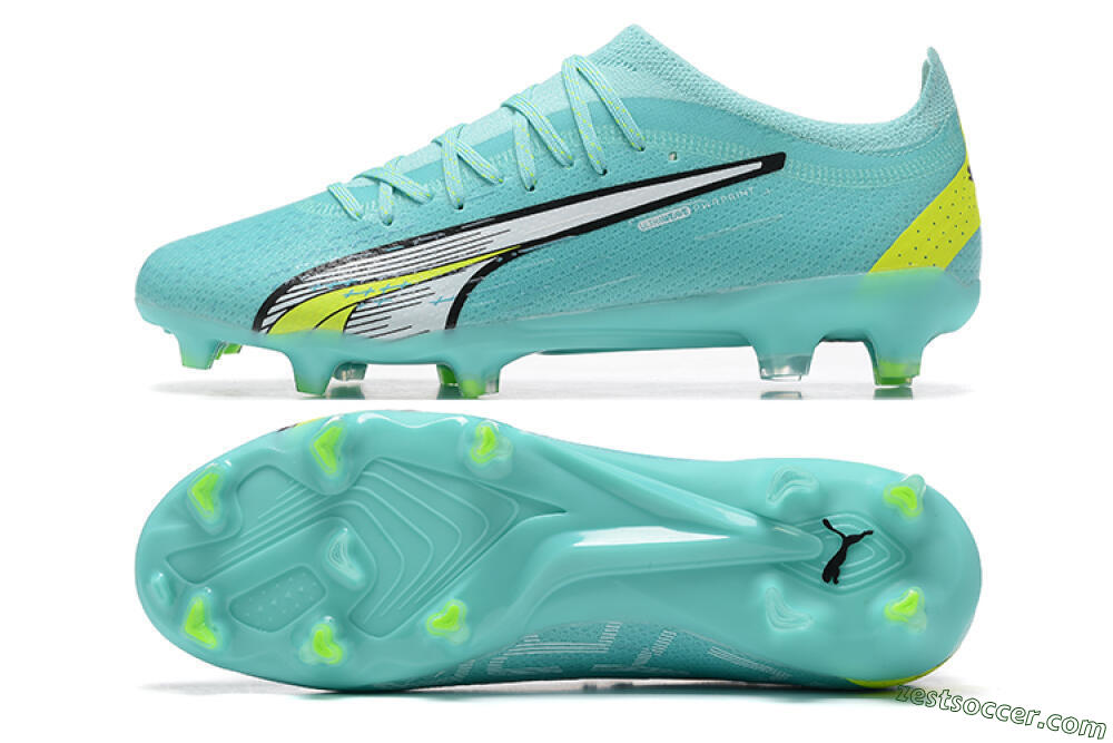 Puma Ultra Ultimate FG Low-Tops Soccer Cleats - Blue/White/Green 1