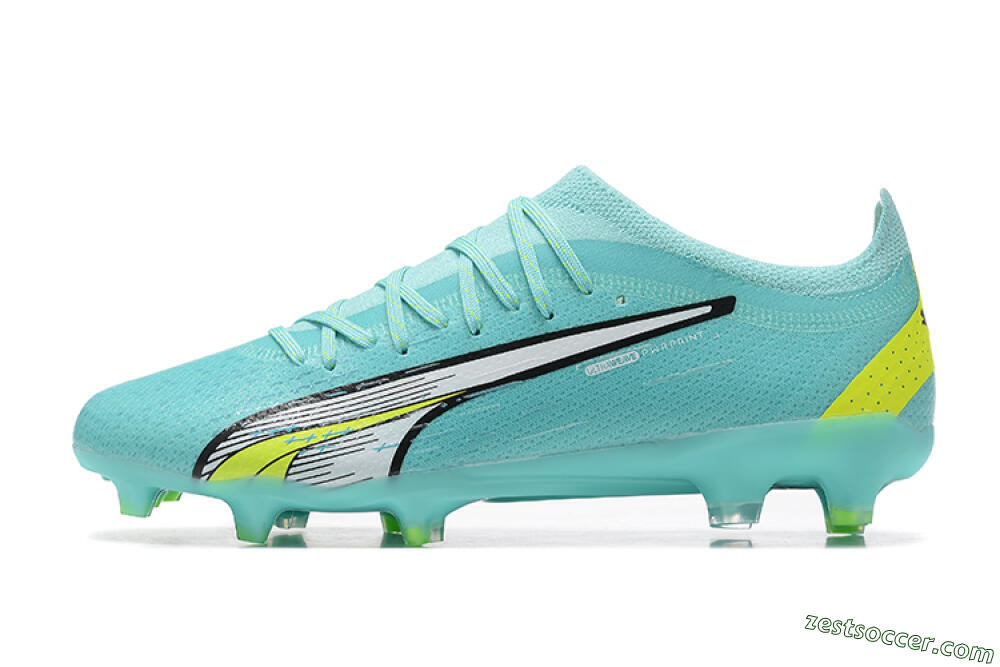Puma Ultra Ultimate FG Low-Tops Soccer Cleats - Blue/White/Green 2