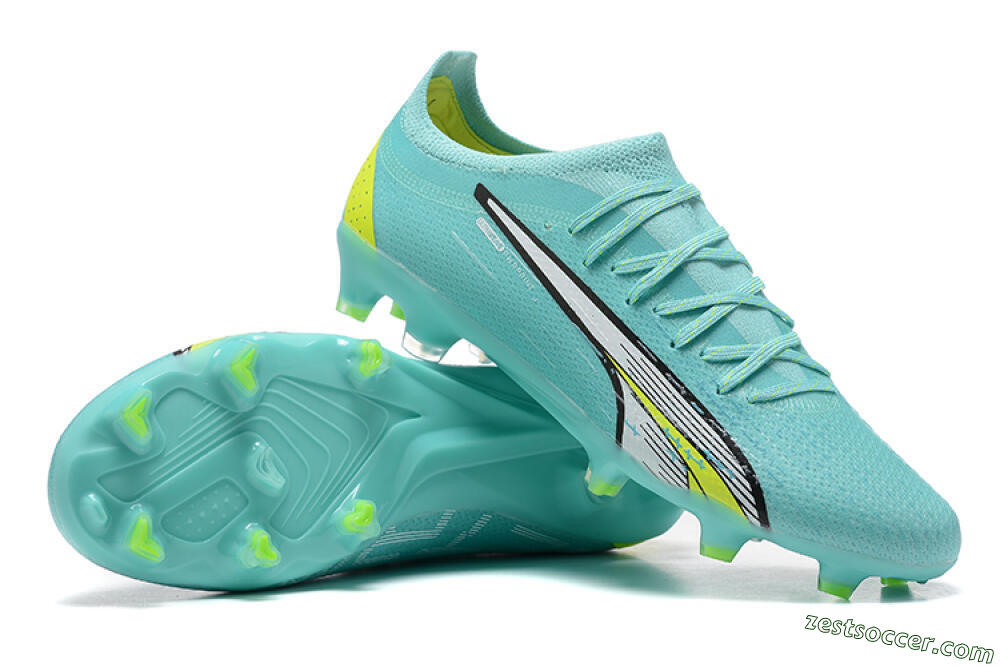 Puma Ultra Ultimate FG Low-Tops Soccer Cleats - Blue/White/Green 4