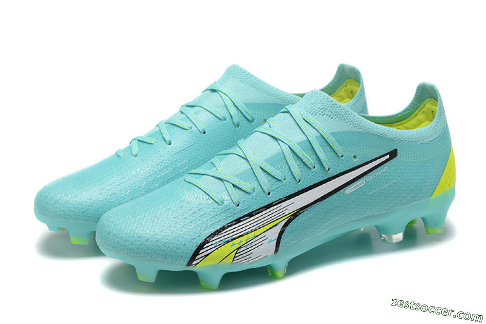 Puma Ultra Ultimate FG Low-Tops Soccer Cleats - Blue/White/Green 5