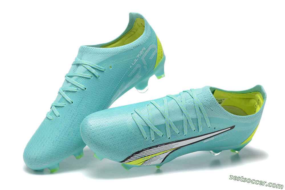 Puma Ultra Ultimate FG Low-Tops Soccer Cleats - Blue/White/Green 6