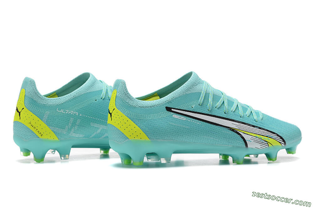 Puma Ultra Ultimate FG Low-Tops Soccer Cleats - Blue/White/Green 9