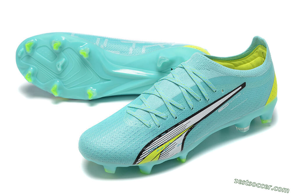 Puma Ultra Ultimate FG Low-Tops Soccer Cleats - Blue/White/Green 3