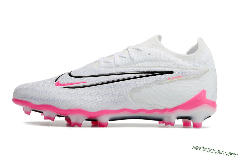 Nike Phantom GX Elite FG Low-Tops Soccer Cleats - White/Pink/Black 2