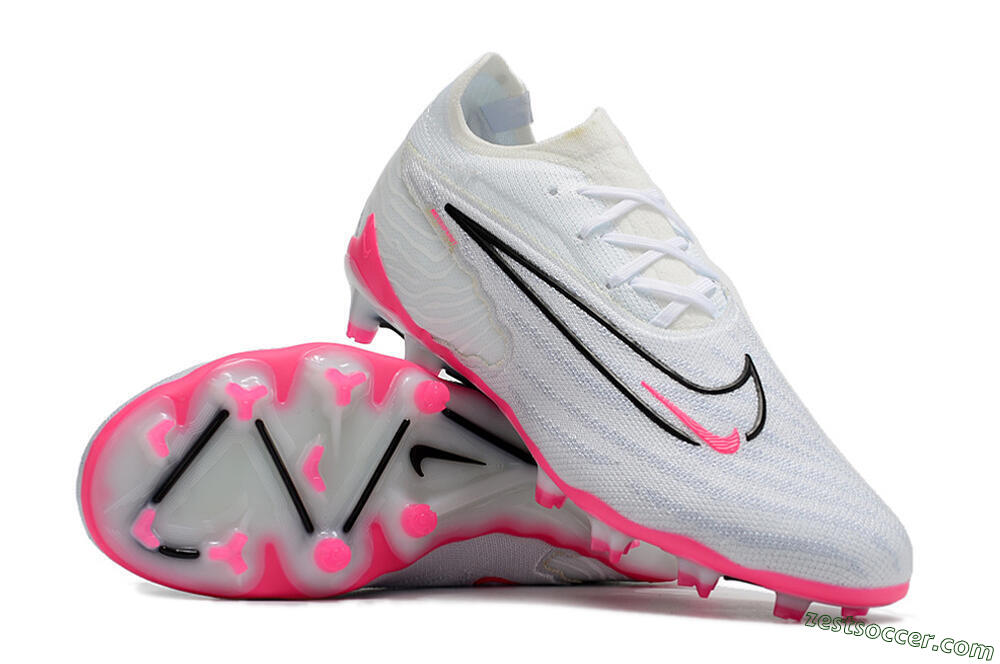 Nike Phantom GX Elite FG Low-Tops Soccer Cleats - White/Pink/Black 3