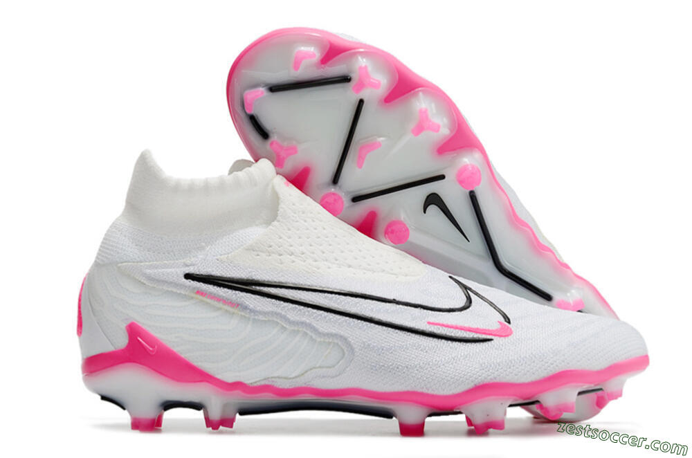 Nike Phantom GX Elite DF FG High-Tops Soccer Cleats - White/Black/Pink 0