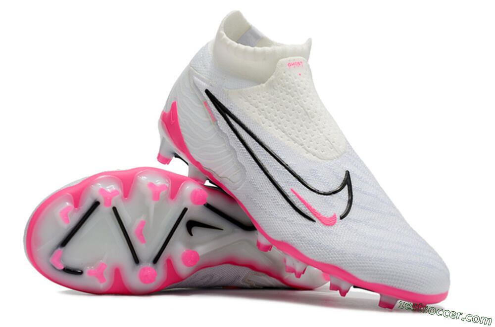 Nike Phantom GX Elite DF FG High-Tops Soccer Cleats - White/Black/Pink 3