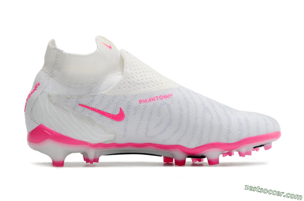Nike Phantom GX Elite DF FG High-Tops Soccer Cleats - White/Black/Pink 4
