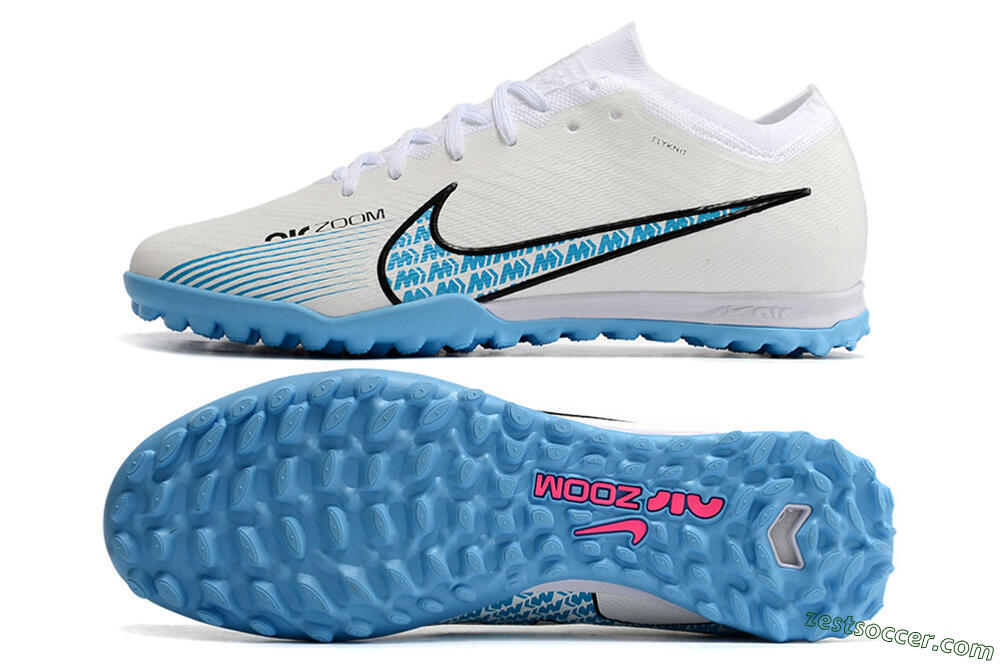Nike Air Zoom Mercurial Vapor 15 Elite TF Low-Tops Soccer Shoes - White/Blue/Black 1