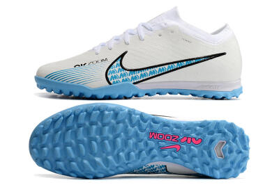 Nike Air Zoom Mercurial Vapor 15 Elite TF Low-Tops Soccer Shoes - White/Blue/Black