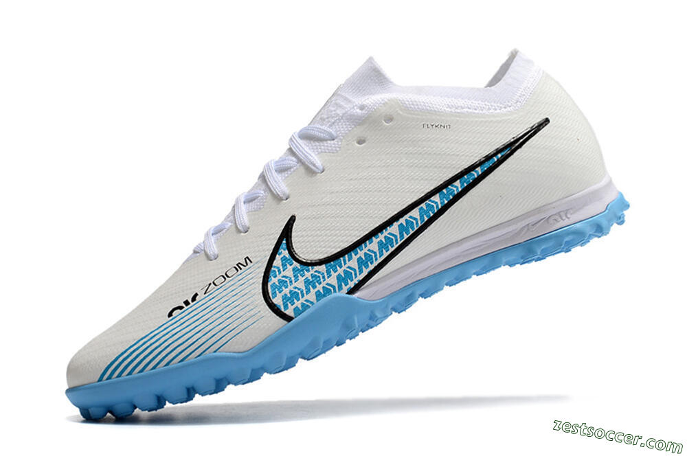 Nike Air Zoom Mercurial Vapor 15 Elite TF Low-Tops Soccer Shoes - White/Blue/Black 5