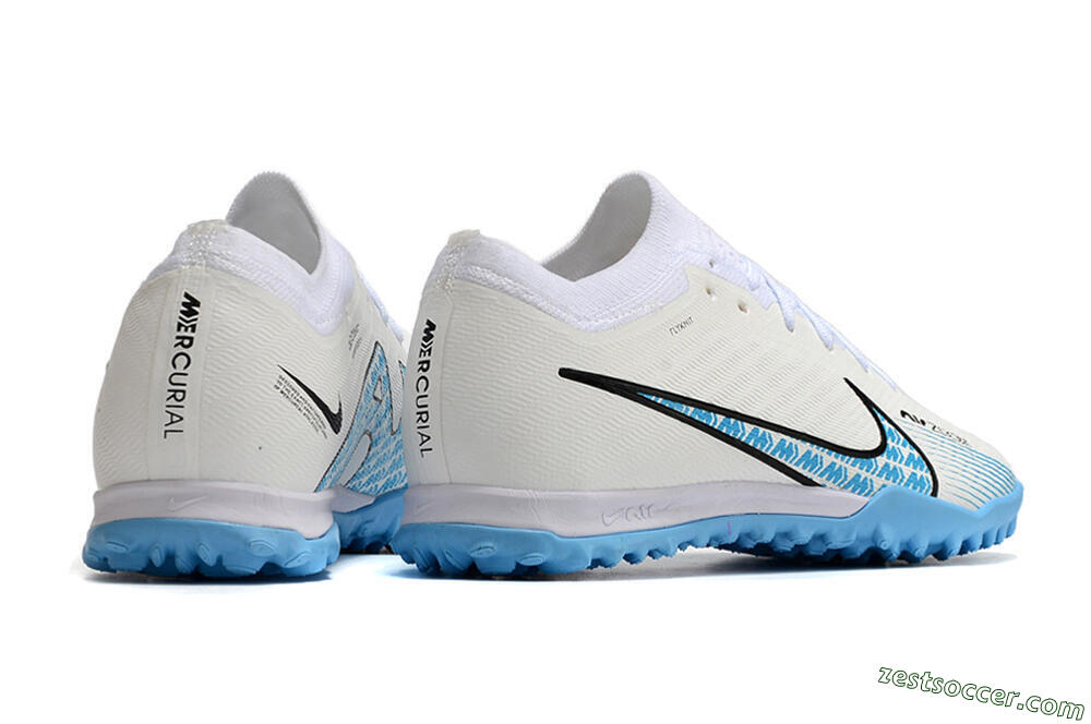 Nike Air Zoom Mercurial Vapor 15 Elite TF Low-Tops Soccer Shoes - White/Blue/Black 6