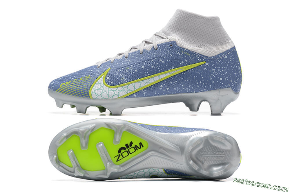 Nike Air Zoom Mercurial Superfly 9 Elite FG High-Tops Soccer Cleats - Blue/White/Green 1