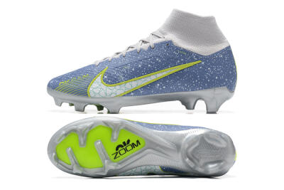 Nike Air Zoom Mercurial Superfly 9 Elite FG High-Tops Soccer Cleats - Blue/White/Green