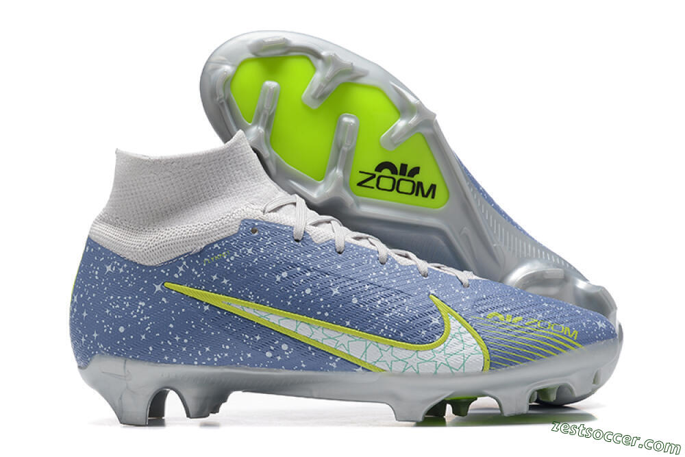 Nike Air Zoom Mercurial Superfly 9 Elite FG High-Tops Soccer Cleats - Blue/White/Green 0