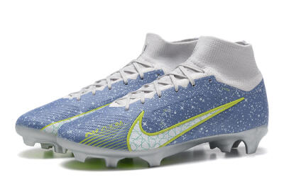 Nike Air Zoom Mercurial Superfly 9 Elite FG High-Tops Soccer Cleats - Blue/White/Green