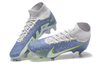 Nike Air Zoom Mercurial Superfly 9 Elite FG High-Tops Soccer Cleats - Blue/White/Green