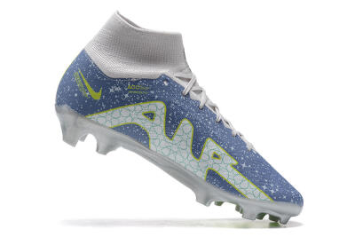 Nike Air Zoom Mercurial Superfly 9 Elite FG High-Tops Soccer Cleats - Blue/White/Green