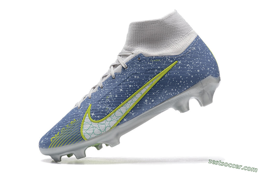 Nike Air Zoom Mercurial Superfly 9 Elite FG High-Tops Soccer Cleats - Blue/White/Green 8