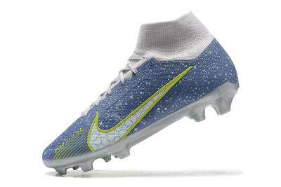 Nike Air Zoom Mercurial Superfly 9 Elite FG High-Tops Soccer Cleats - Blue/White/Green