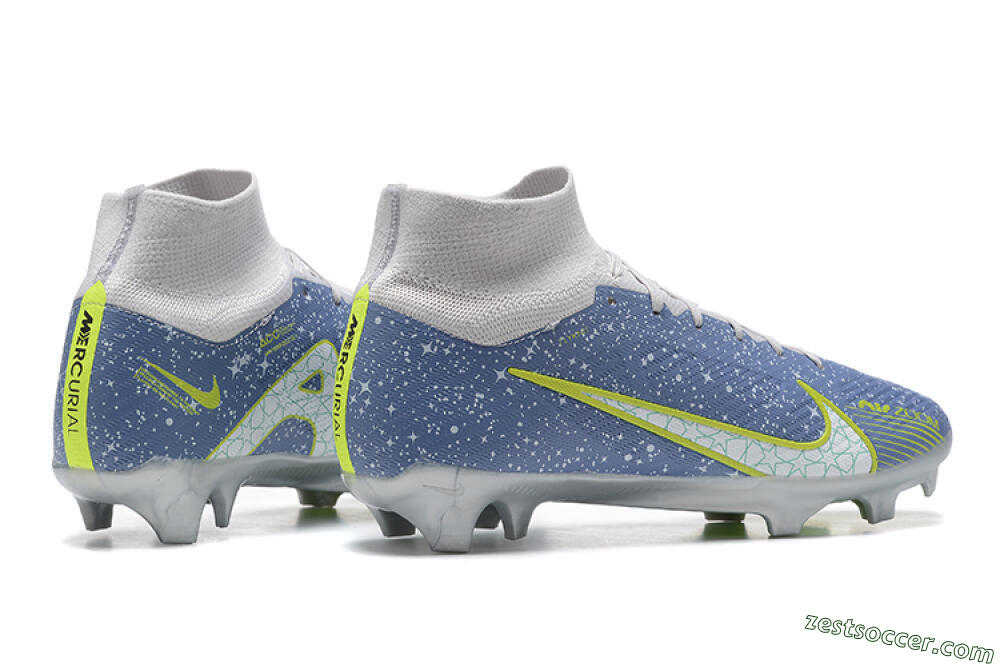 Nike Air Zoom Mercurial Superfly 9 Elite FG High-Tops Soccer Cleats - Blue/White/Green 9