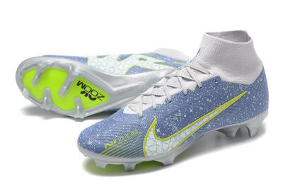 Nike Air Zoom Mercurial Superfly 9 Elite FG High-Tops Soccer Cleats - Blue/White/Green